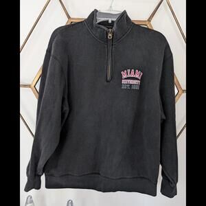 JANSPORT Miami University Black Quarter Zip Women's Sweatshirt, size L